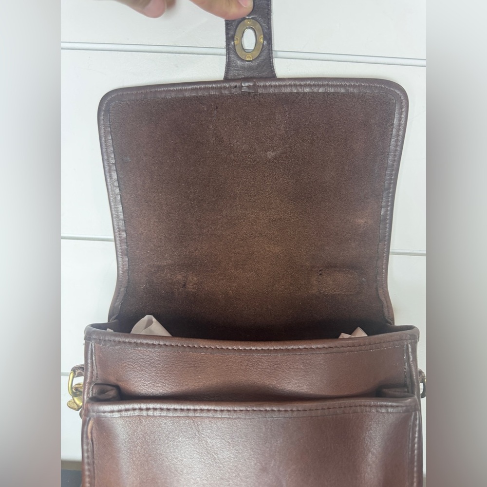 Vintage Coach Station Bag 5130 Brown Leather Crossbody Turnlock Bag 90s Classic - Picture 11 of 16